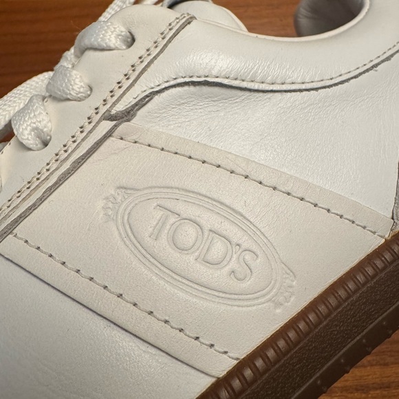 Authentic Tod’s Tabs Leather Sneakers, Women’s White Designer Casual Shoes 37.5 - Picture 9 of 12